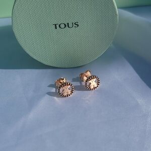 Rose Vermell Silver Tous Camille Earrings Spinels Bear Motif